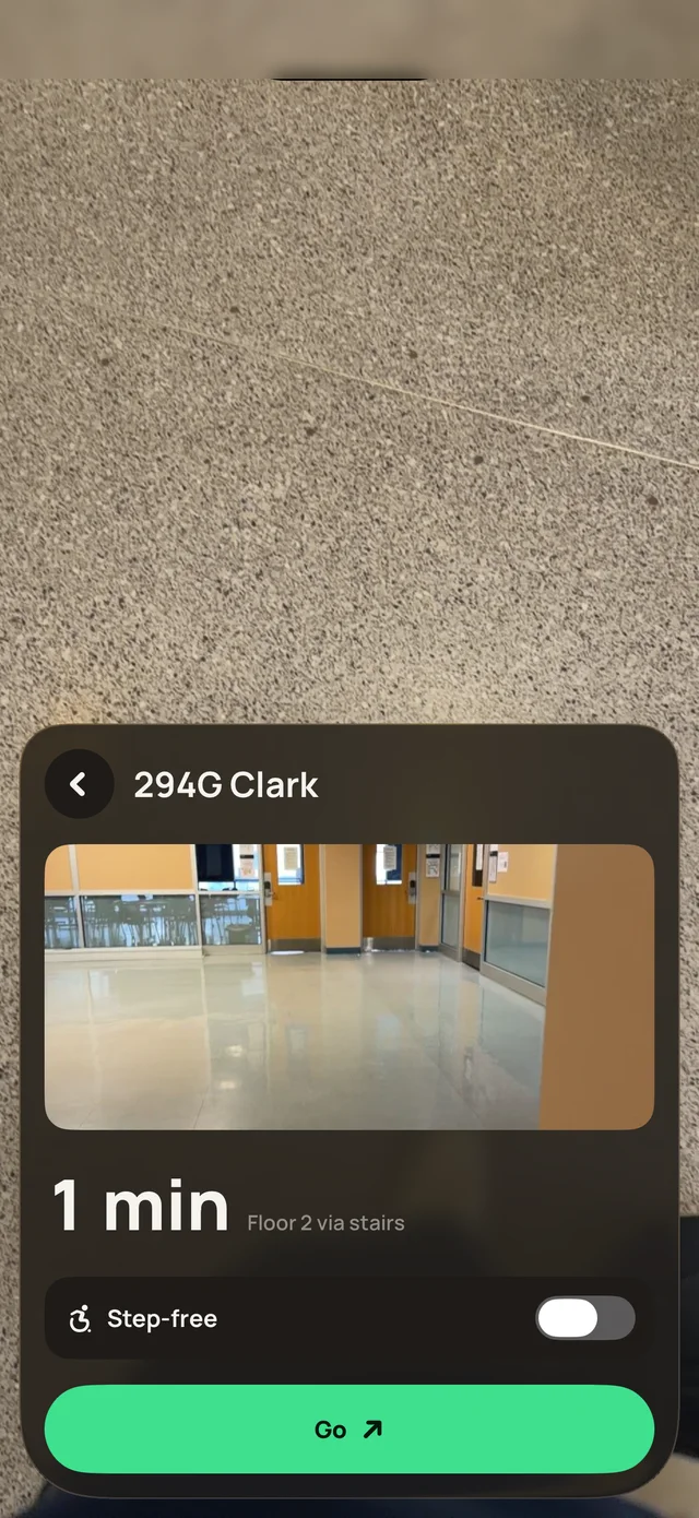 Destination card with a step-free toggle